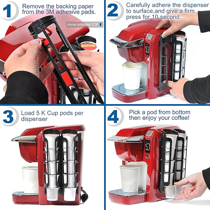 STORAGENIE Coffee Pod Holder Side Mount K Cup Pods Organizer compatible with Keurig Coffee Makers, Space Saving Kcup Storage, Perfect for Small Counters (3 Pack/For 15 K-Cups, Black)