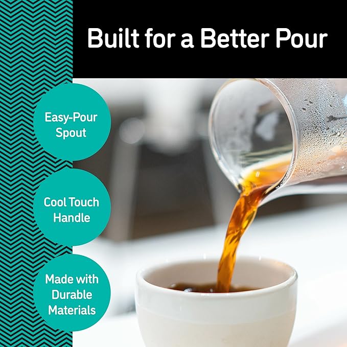 Coffee Gator Pour Over Coffee Maker - 14oz High Heat Borosilicate Glass with Reusable Stainless Steel Filter, Drip Coffee Brewer Pourover Dripper Set Carafe, 400ml Clear