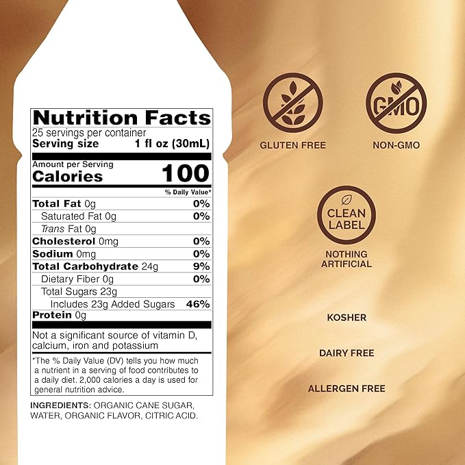 Monin - Organic Vanilla Syrup, Naturally Smooth Sweetness, Great for Coffee, Shakes, and Cocktails, Gluten-Free, Non-GMO (750 ml)