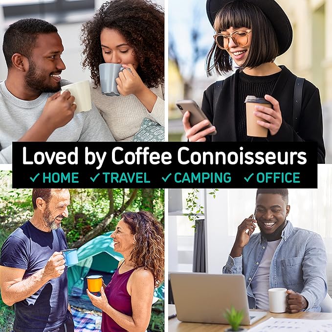 Coffee Gator 304 Grade Stainless Steel French Press Coffee Maker 34 oz, Double Wall Insulated Hot Cold Brew Teapot with 4-Level Filtration System, Include Travel Jar Canister, Rust-Free, Travel, Black