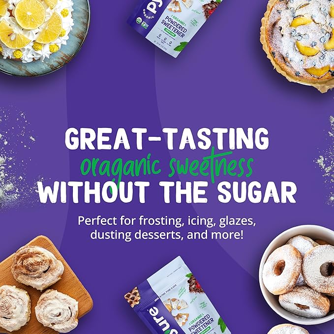 Pyure Organic Powdered Sweetener | Sugar-Free Confectioners Sugar Substitute for Baking | Keto, Gluten-Free, Zero Calorie, Zero Carb, Plant-Based Stevia Blend | 12 oz