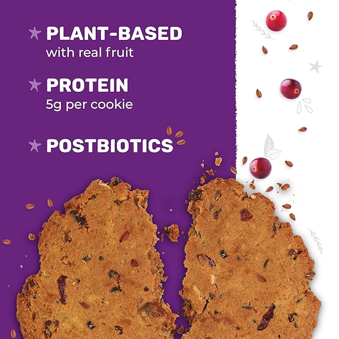 3PM Afternoon Bites Cranberry Flaxseed Cookies with Postbiotics, 5g of Protein, 15 Cookies