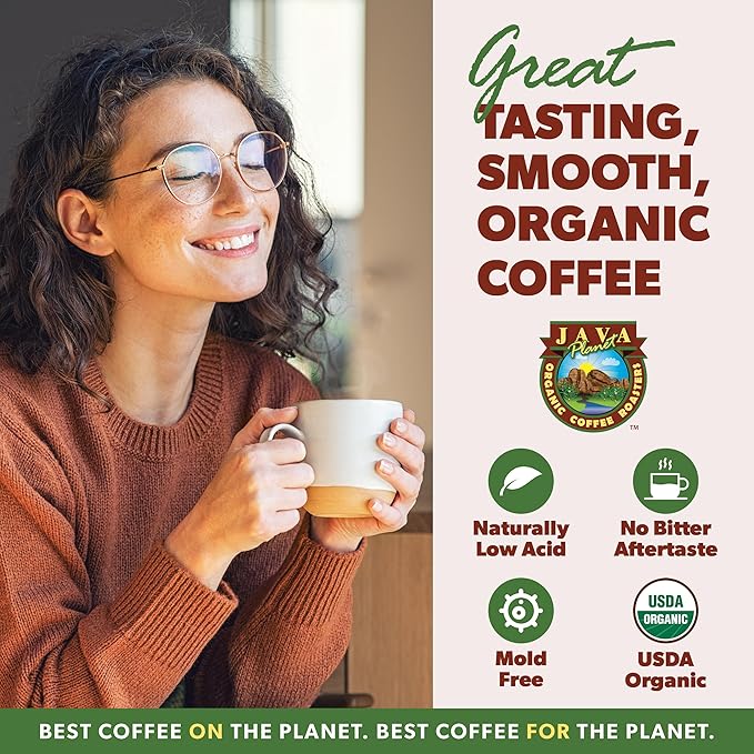 Low Acid Organic Coffee – Whole Bean, Mold-Free & Stomach Friendly by Java Planet, Guatemalan Single Origin Coffee, Medium Roast, Smooth Full Flavored, Smithsonian Bird Friendly, 1LB Bag