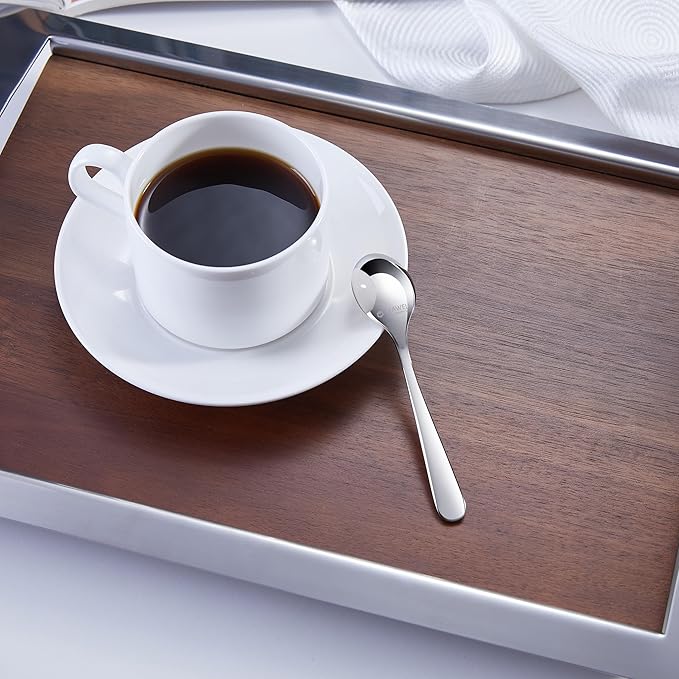 KEAWELL Premium Louise Demitasse Espresso Spoons, 18/10 Stainless Steel, 4.4-Inch Small Size, Dishwasher Safe (4.4 inches, 6)