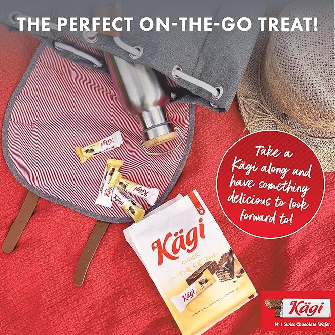 Swiss Milk Chocolate Covered Mini Wafers by Kägi, Crispy Coated Sweet Snacks, Premium Individually Wrapped Treats, Chocolate, Classic Kägi, 3 Pack of 125g Bags