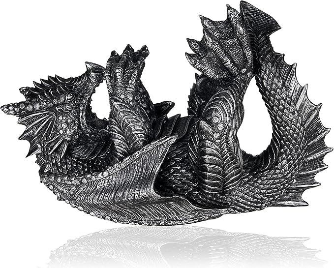 True 10143 Polyresin Dragon Wine Bottle Holder Decorative, Single Wine Bottle Holder, Wine Holder Stand, Wine Bar, Wine Decor, Set of 1, Black
