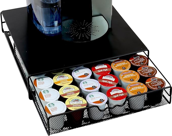 DecoBrothers K-Cup Holder Drawer for 36 Coffee Pods Storage, Black