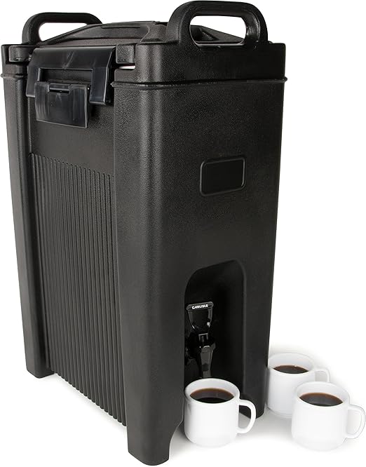 Carlisle FoodService Products 5-Gallon Insulated Beverage Dispenser, Cateraide, Food-Grade with Handles, Rugged PE Shell with PU Insulation for Coffee, Tea and Hot or Cold Drinks, Black - Made in USA