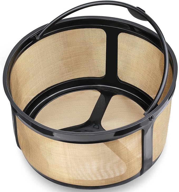 Reusable 8-12 Cup Basket Gold Mesh Coffee Filter for Keurig K-Duo Essentials and K Duo Brewers Machine, Replaces your Paper Coffee Filters, BPA Free (1 Pack)