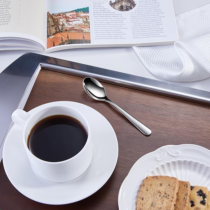 KEAWELL Premium Louise Demitasse Espresso Spoons, 18/10 Stainless Steel, 4.4-Inch Small Size, Dishwasher Safe (4.4 inches, 6)