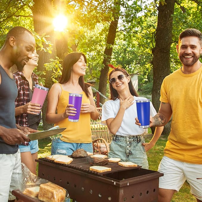 20 oz Tumbler Coffee Travel Tumblers Bulk with Lid Stainless Steel Double Wall Vacuum Insulated Mug Powder Coated Cups fit Car Cupholder for Hot and Cold - Dark Blue, 12Pack