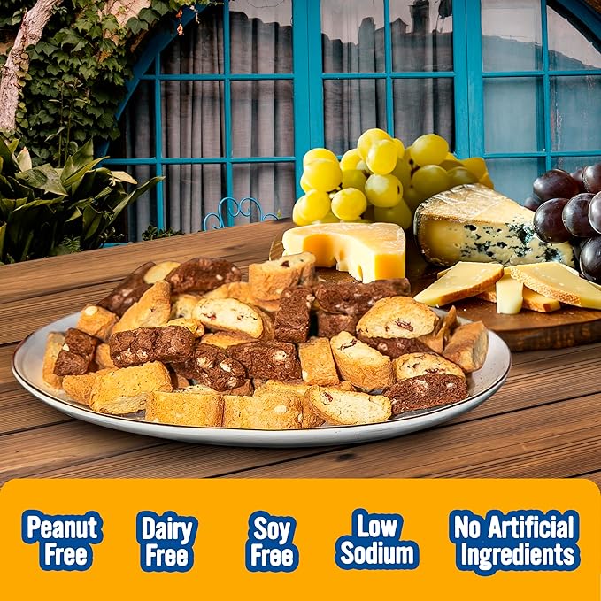 Cooper Street Twice Baked Biscotti Cookies Variety Pack - 5 Pack (5oz Each) - Light and Crispy Coffee Cookies 5 Flavors Assortment - Low-Calorie Snacks for Adults & Kids - Dairy & Peanut Free, Kosher