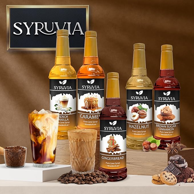 Syruvia Coffee Syrup, S'mores Flavored Syrup for Drinks, Lattes, and Desserts – 25.4 fl oz