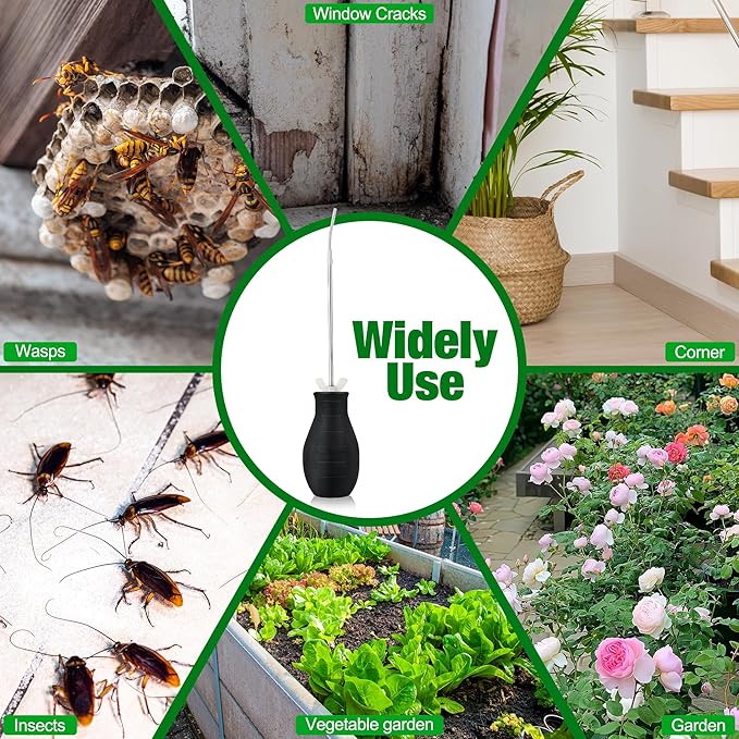 Powder Duster with Long Metal Tube – Bulb Applicator for Diatomaceous Earth, Garden & Home, Lightweight Handheld Dispenser for Organic Soil, Plants & Pest Management (1 Pack)