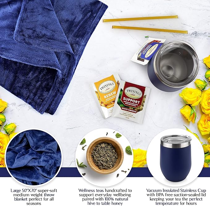 Get Well Soon Gifts for Women or Men - Gift Set Includes Luxury Blanket, Temperature Retention Cup, TLC Tea Kit & Inspirational Word Search Book - After Surgery, Thinking of You Care Package