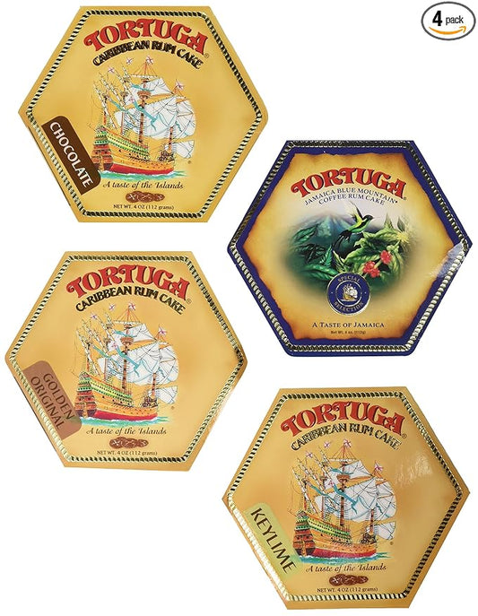 Tortuga Caribbean Rum Cake Assortment - 4 Rum Cakes of 4oz each