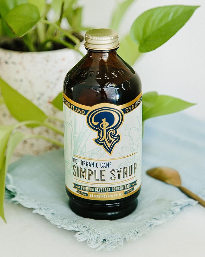 Portland Syrups Organic Cane Simple Syrup - Drink Mix for Exceptional Cocktails, Sugar for Drinks, for Coffee, Mocktails, Baking, 12 oz, 24 Servings - Pack of 2