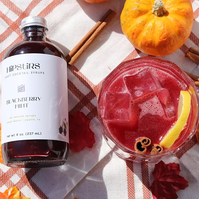 HipStirs Blackberry Mint Syrup for Cocktails - Real Ingredients Make our Blackberry Syrup for Drinks Perfect for a Sangria Mix (8 Fl Oz)
