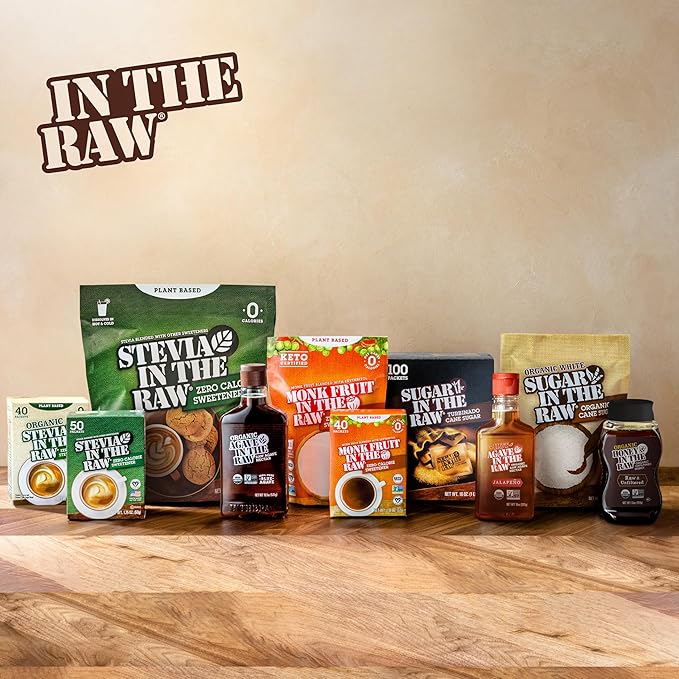 Sugar In The Raw Organic Granulated White Premium Cane Sugar, No Erythritol, Pure Natural Sweetener, Hot & Cold Drinks, Coffee, Baking, Vegan, Gluten-Free, Non-GMO, Bulk Sugar, 24 oz Bag (8-Pack)