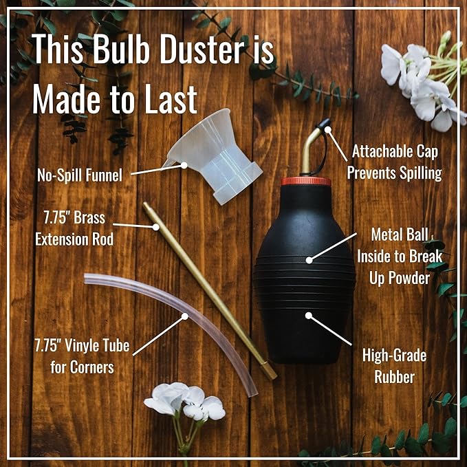 Dr. Killigan's The Insect Buster - Bulb Duster for Diatomaceous Earth and Other Powders - Effective Dust Application Tool - Small (8 ounces)