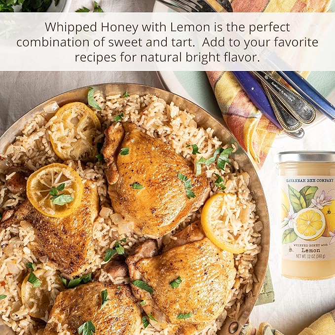 Savannah Bee Company Whipped Honey - All Natural Spreadable Honey (12 Ounce (Pack of 1), Lemon)