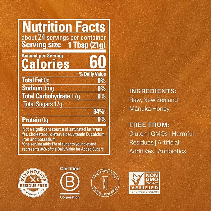 Manukora Raw Manuka New Zealand Honey MGO 850+, Non-GMO, Monofloral, 3rd-Party Tested, Glyphosate Residue Free Certified, 2000+ Natural Compounds, Traceable Hive-to-Hand, Digestive & Immune Support – 500g