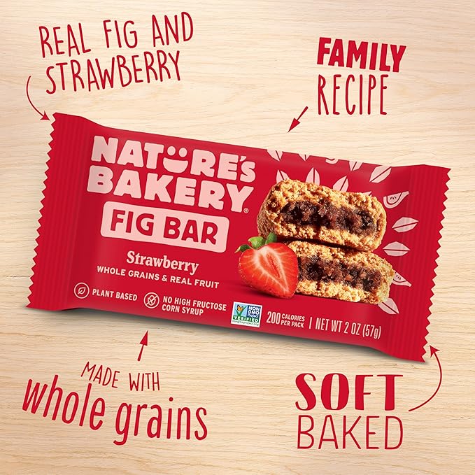 Nature's Bakery Whole Wheat Fig Bars, Real Fruit, Strawberry, 12 Twin packs