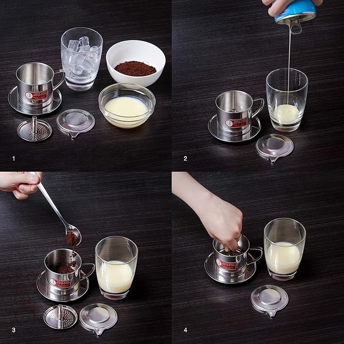 Vietnamese Coffee Filter Maker Press. Screw Down Phin Made in Vietnam. Authentic (2, Medium (8 oz)).