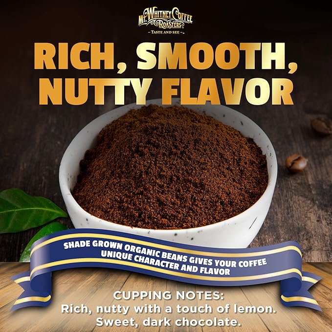 Mt. Whitney Organic Shade Grown, Low Acid Coffee from Peru (Ground, 5 Lb)