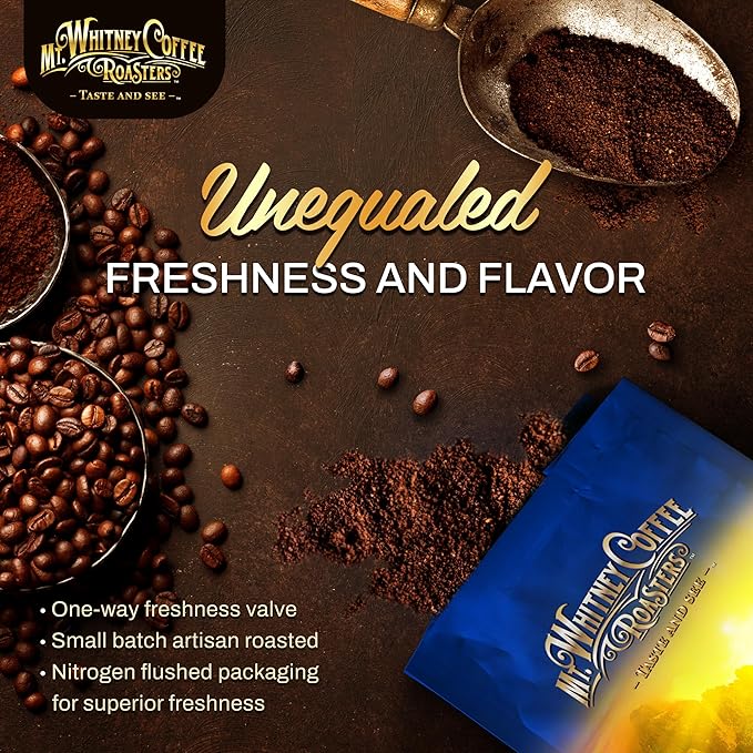 Mt. Whitney Coffee Roasters Base Camp Blend Medium Dark Roast Coffee, Low Acid, Ground, 5 lb (Pack of 1)