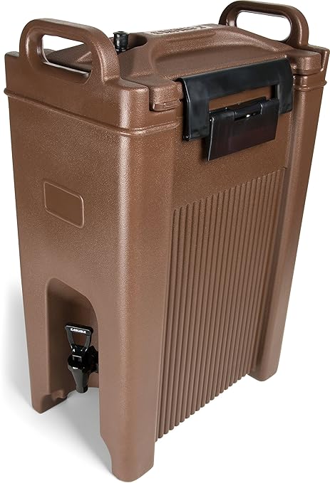 Carlisle FoodService Products 5-Gallon Insulated Beverage Dispenser, Cateraide, Food-Grade with Handles, Rugged PE Shell with PU Insulation for Coffee, Tea and Hot or Cold Drinks, Brown - Made in USA