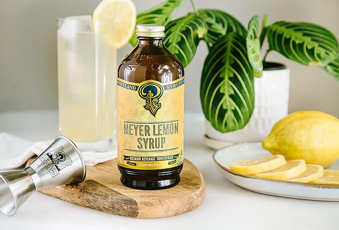 Portland Syrups Meyer Lemon Syrup - Premium Beverage Concentrate for Delicious Cocktails, Tea, Soda, Coffee Drinks, Baking, and More - 12 oz with 12 Servings (Pack of 2)