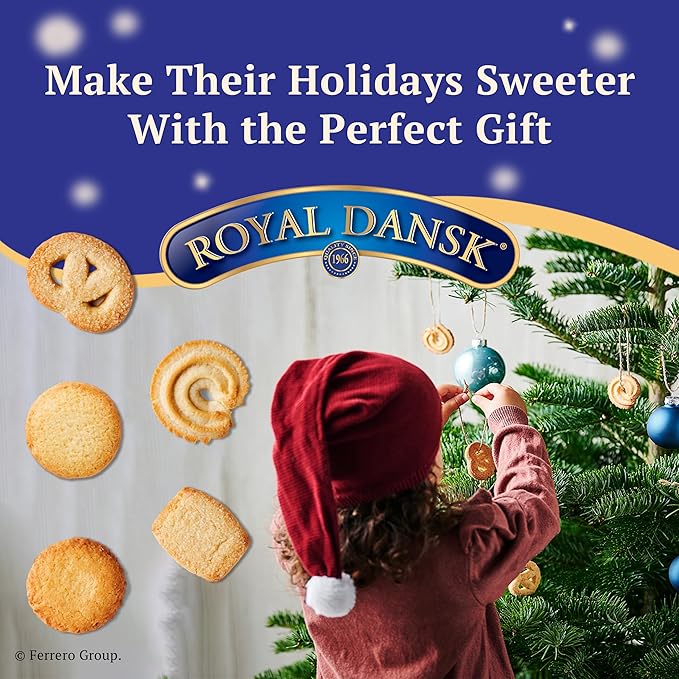 Royal Dansk Danish Butter Cookies, Premium Assorted Cookies in Gift Tin, Great for Sharing and Gifting, 12 oz