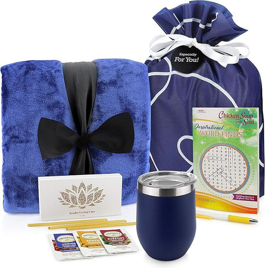 Get Well Soon Gifts for Women or Men - Gift Set Includes Luxury Blanket, Temperature Retention Cup, TLC Tea Kit & Inspirational Word Search Book - After Surgery, Thinking of You Care Package