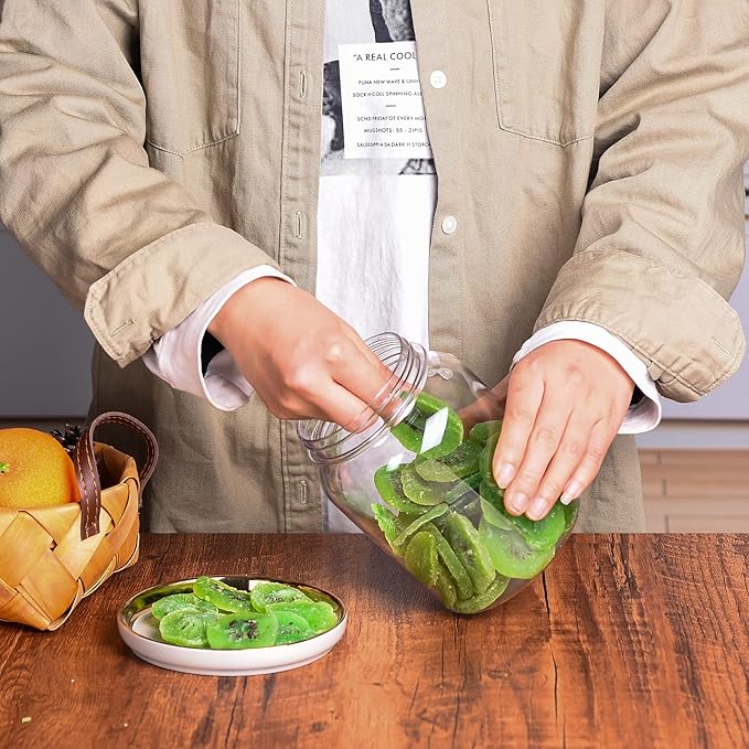 42 Fluid Ounces Unbreakable & Dishwasher Safe Plastic Apothecary Jar with Wooden Airtight Screw Top Lid, Food Storage Canister for Sugar, Tea, Spices, Coffee, Cookie, Candy Containers