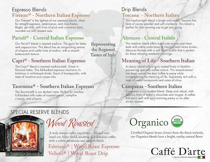 Caffe D'arte Decaf Whole Bean Espresso Coffee, 5 Pounds