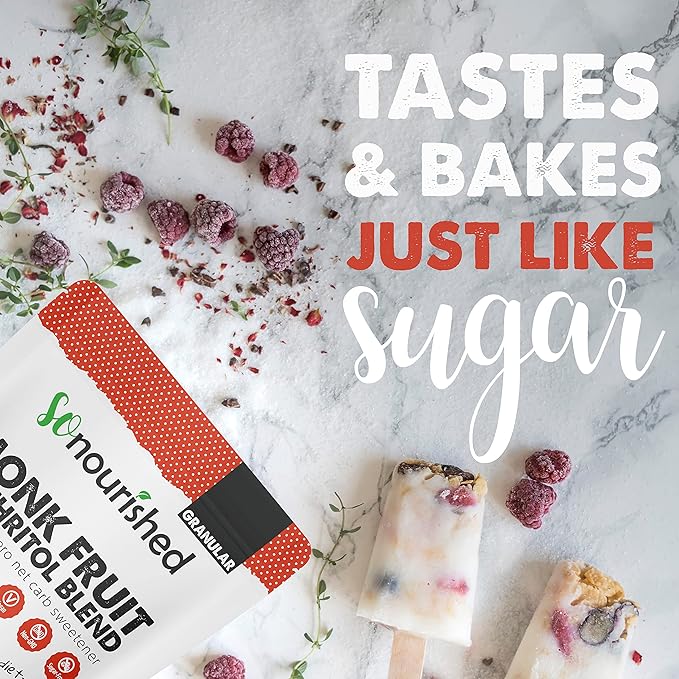 Monk Fruit Sweetener with Erythritol Granular - 1:1 Sugar Substitute, Keto - 0 Calorie, 0 Net Carb, Non-GMO 2.5 Pounds