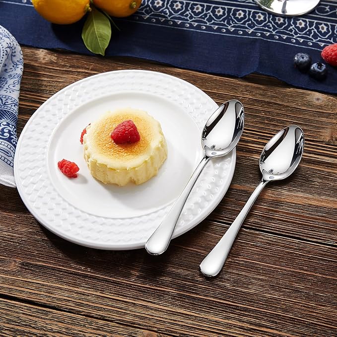 KEAWELL Premium Verona 4-Piece 5.9 inch Spoon Set – 18/10 Stainless Steel, Heavy-Duty Mirror-Finished Flatware for Daily Meals, Hosting and Special Occasions (4, Small Spoons)