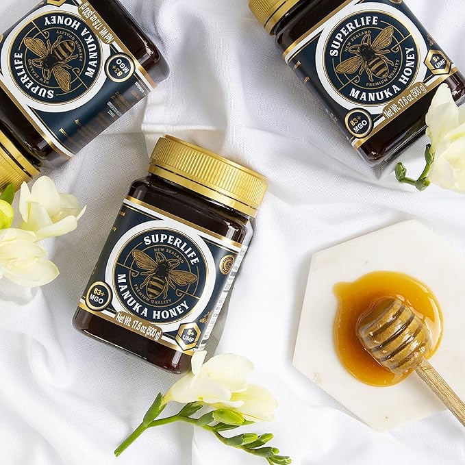 SuperLife - Manuka Honey MGO 83+ (UMF 5+) 500g, Raw Honey, Pure & Unpasteurised Monofloral New Zealand Honey