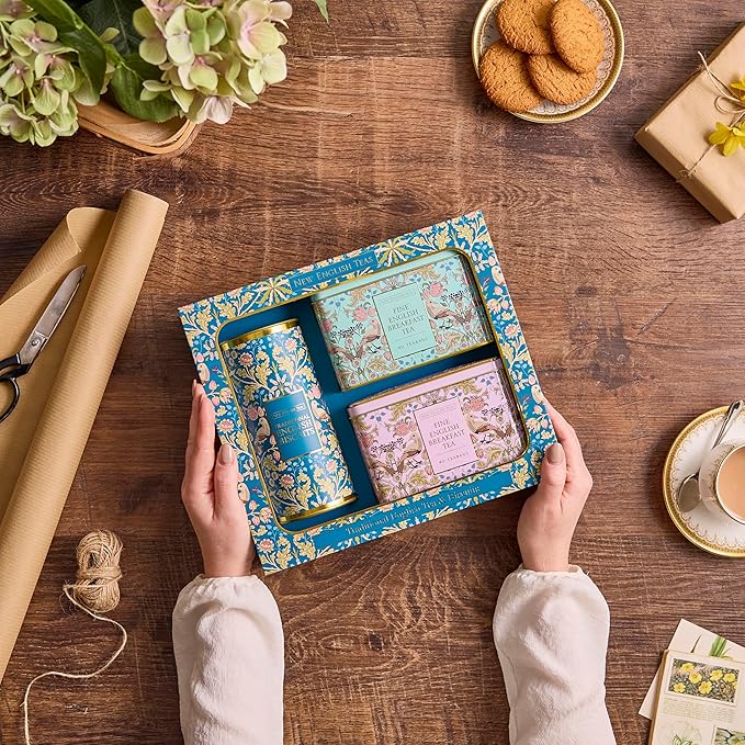 New English Teas Traditional Tea & Cookies Gift Set with 80 English Breakfast Teabags & Cornish Cookies