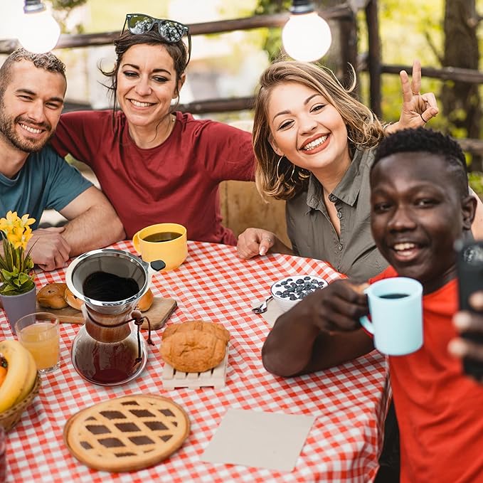 AGOGO Pour Over Coffee Maker Glass - 6/8/10 Cup Barista Kit with 304 Stainless Filter for Home, Office, Camping, Cafes - Easy Clean Coffee Dripper Set (Rag&Brush Included) (10 Cup/34oz)