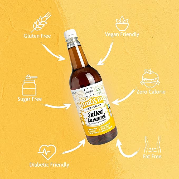 Skinny Food Co Salted Caramel Syrup Zero Calorie 35 Fl Oz - Sugar Free Coffee Syrups For Tea, Hot Chocolate, Fruit, Baking, Protein Drinks - Vegan-Friendly, Gluten-Free & Fat-Free - Syrups For Coffee Drinks