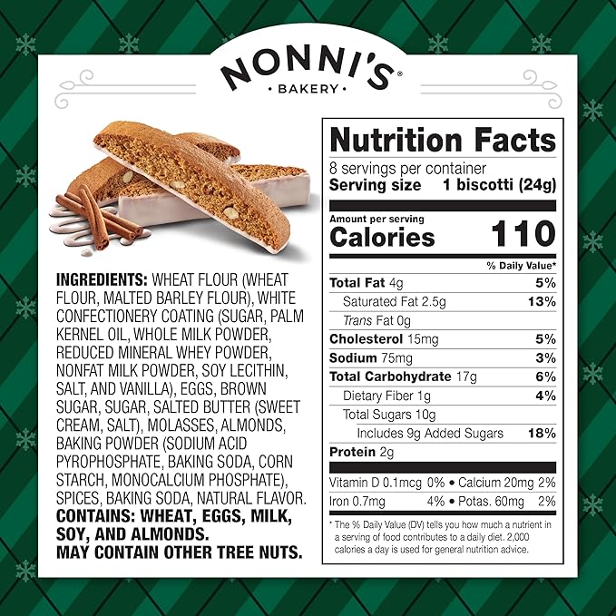 Nonni's Gingerbread Biscotti Holiday Cookies - 2 Boxes Gingerbread Cookies - Gingerbread Christmas Cookies w/Almonds & White Icing - Biscotti Individually Wrapped Cookies - Italian Cookies - 6.88 oz