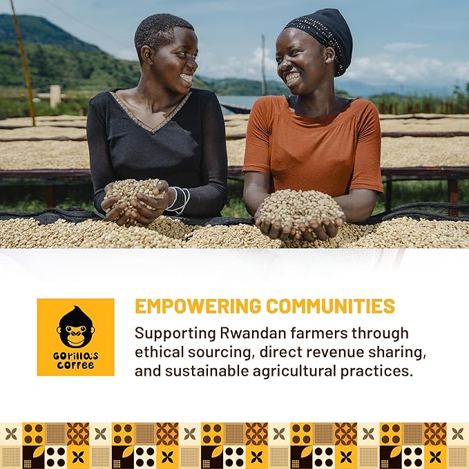 Gorilla's Coffee 100% Arabica - Medium Roast Whole Bean Coffee, Fair Trade, Full Bodied, with Notes of Dark Chocolate | Premium Rwandan Coffee | Rich, Flavorful, and Aromatic (500g/17.6oz)