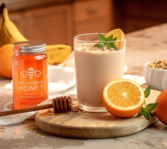 Bee Harmony Orange Blossom Raw Honey, 12 OZ (Pack of 2), from California