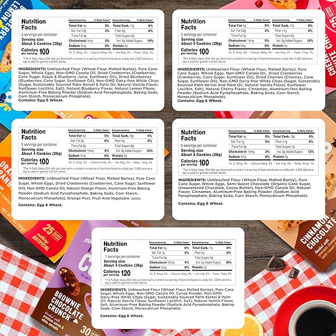 Cooper Street Twice Baked Biscotti Cookies Variety Pack - 5 Pack (5oz Each) - Light and Crispy Coffee Cookies 5 Flavors Assortment - Low-Calorie Snacks for Adults & Kids - Dairy & Peanut Free, Kosher