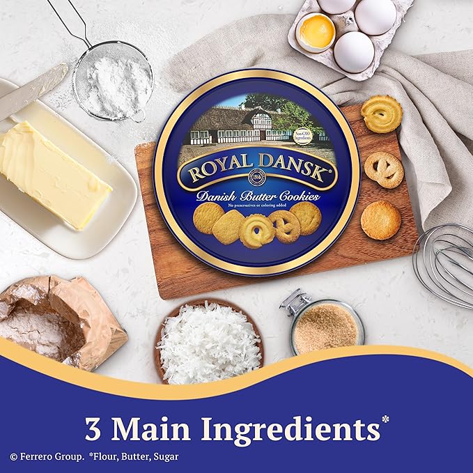 Royal Dansk Danish Butter Cookies, Premium Assorted Cookies in Gift Tin, Great for Sharing and Gifting, 12 oz