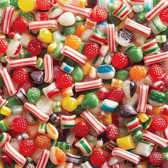 The Swiss Colony 27 Favorites and Traditional Christmas Candy Gift Bundle - Assorted Cheeses, Chocolates, Summer Sausage Meats, Nostalgic Hard Candy, Ribbons, Raspberry Drops and More