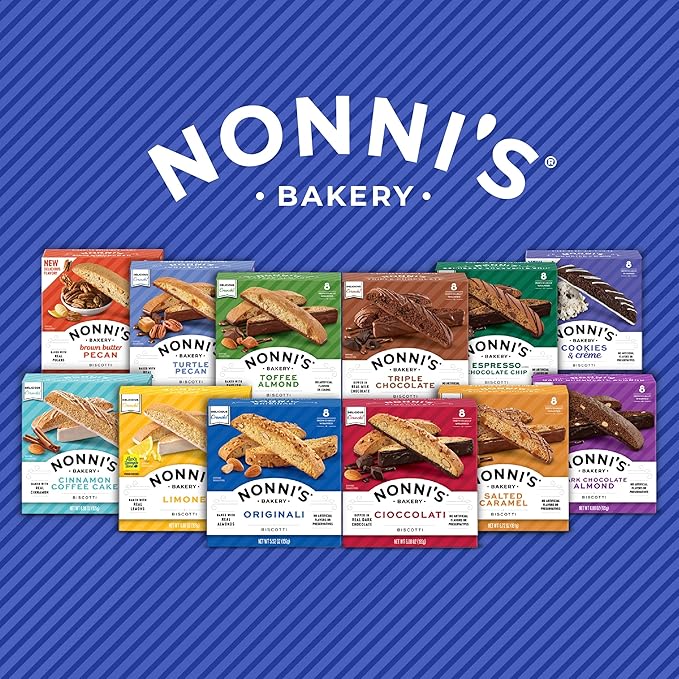 Nonni's Cookies & Crème Biscotti, Rich Dark Cocoa Cookie with Vanilla Icing, 8 Individually Wrapped Bakery Snacks, 6.88 oz, 3 Pack