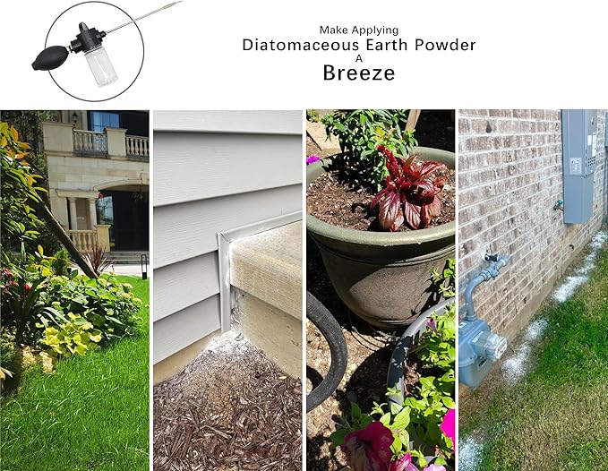 150ml Diatomaceous Earth Duster Powder Duster Garden Powder Sprayer Powder Dispenser Indoor and Outdoor with Length Adjustable from 11" to 26"